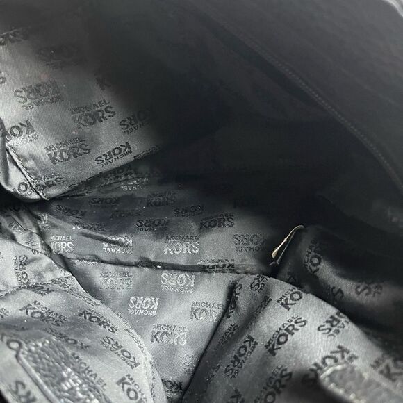 Michael Kors Black Pebbled Leather Zipper Pockets Chain Strap Hobo Shoulder Bag - Picture 9 of 14